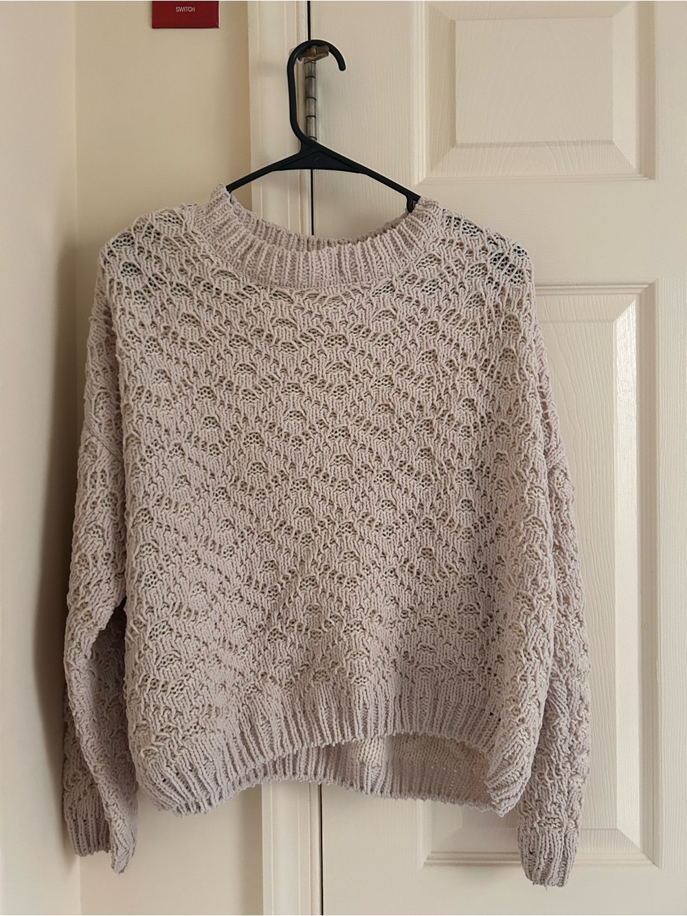 Madison Light Cream Openwork Crewneck Sweater